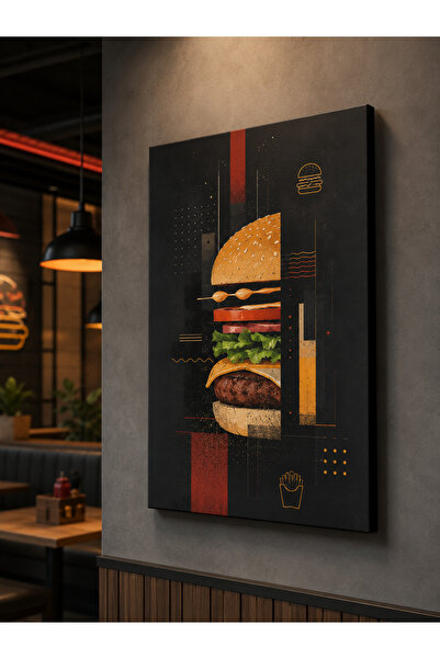 Avelon Hamburger Fast-Food Temalı MDF tablo