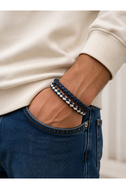 EL YAPIMI Natural Stone Leather Men's Bracelet