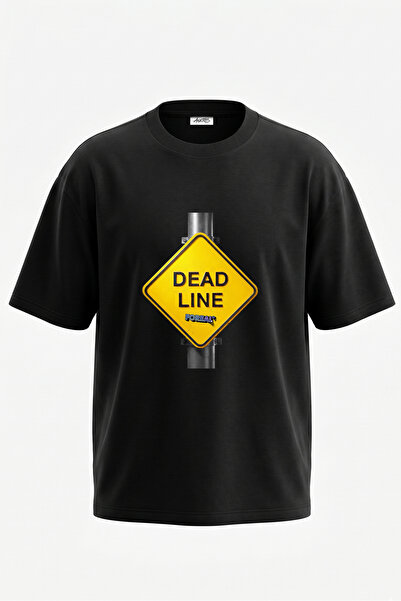 Anetos Tricou supradimensionat din bumbac negru, cu imprimeu pe spate, cu des...