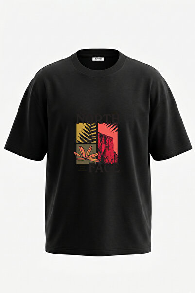 Anetos Tricou oversize negru din bumbac cu imprimeu pe spate Dag Fern Design