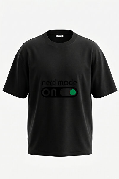 Anetos Tricou oversize negru din bumbac, cu imprimeu pe spate, cu mesajul „ne...