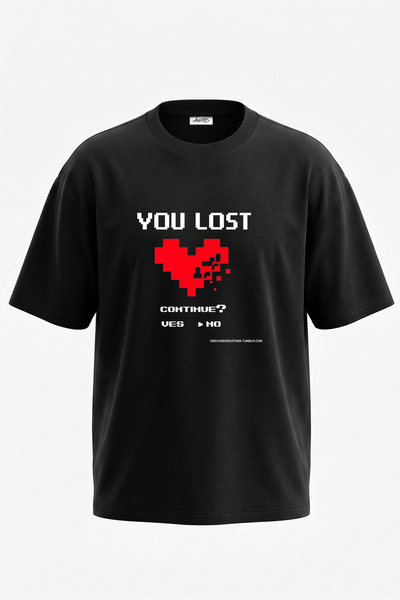 Anetos Tricou oversize negru din bumbac cu imprimeu pe spate Undertale Game O...