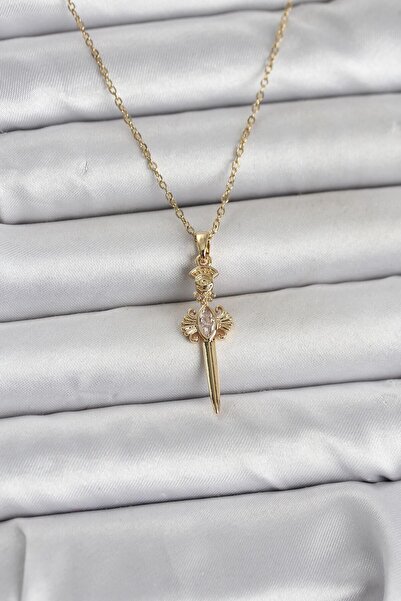 OGHAMAY 316L Steel Chain Gold Color Sword Model Women's Necklace