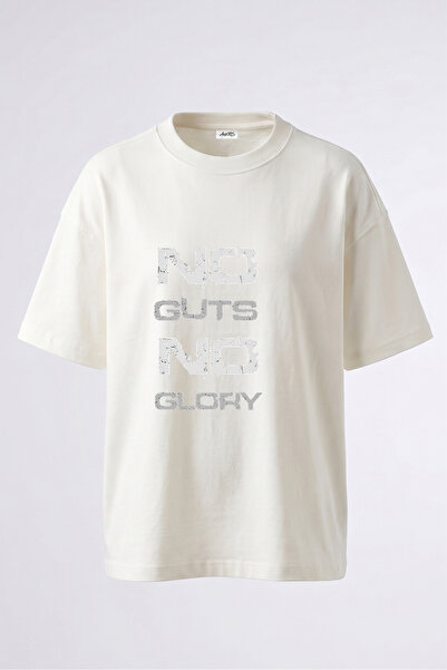 Anetos Μπλουζάκι No Guts No Glory με στάμπα στην πλάτη, βαμβακερό, λευκό, ove...