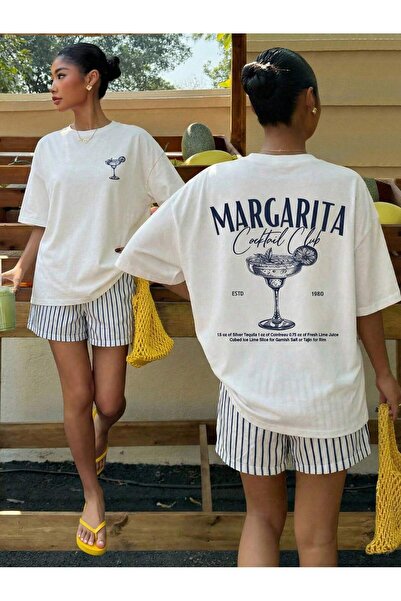 EVIus Oversize Margarita Cocktail Club majica sa printom, 100% pamuk, okrugli...