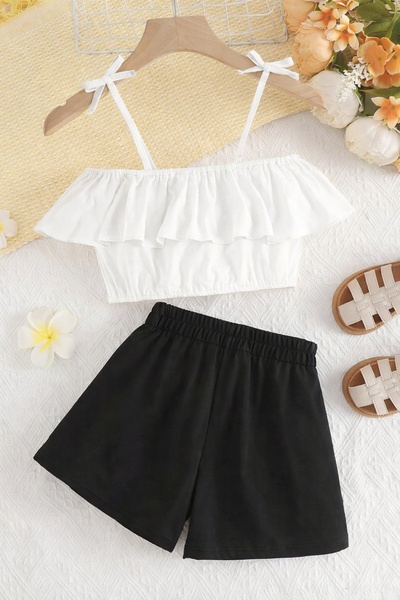 shop Girl's 2-Piece Combination Woven Summer Sportswear