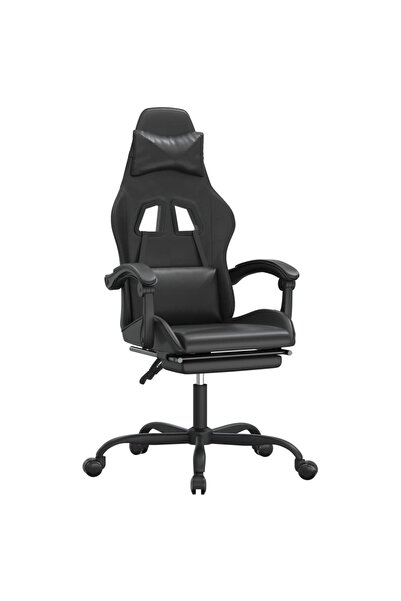 vidaxl Scaun de gaming cu suport picioare, negru, piele ecologică