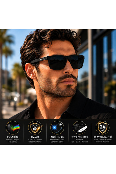 EXELİNE Col 143 Premium Series Polarized Men's Sunglasses-Polarized-Uv400-Ant...