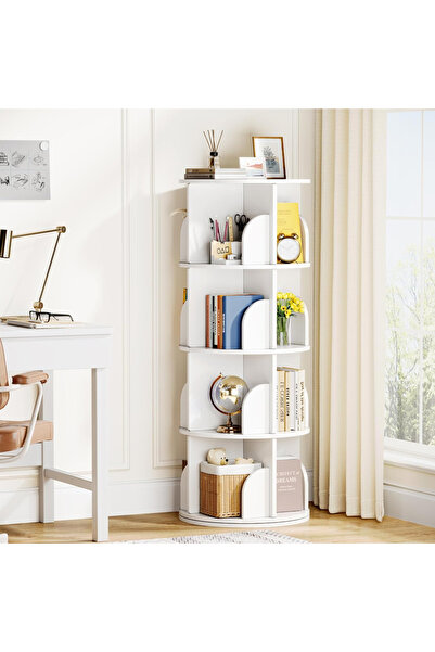 HayaBazaar Modern 360 Degree Rotating Bookcase, 4 Layer Freestanding Rotating...