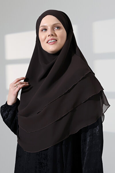 ihvan online Hijab Chiffon Veil Three-Layer Oval Souffle Khimar, Practical Hi...