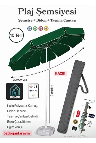 dogant özdoğanlar avm Plaj Bahçe Balkon 200 Cm /10 Telli Şemsiye Taşıma Çanta...