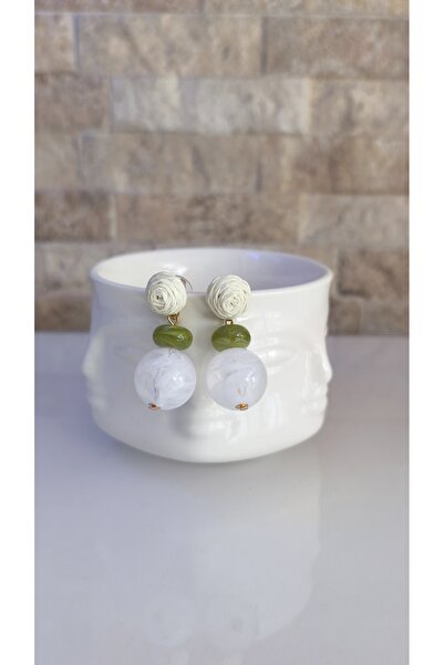 VOBEEYKU Wicker Rope Detail Multicolored Stone Design Earrings