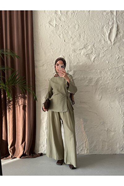 QUWİQ Costum Hijab Pinterest pentru femei, cu detaliu cu șliț și pantaloni el...