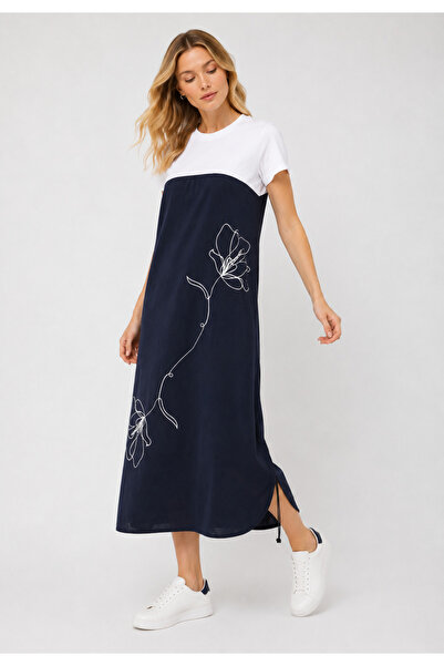 Galvanni Women's Colorblock Fabric Mix Dress