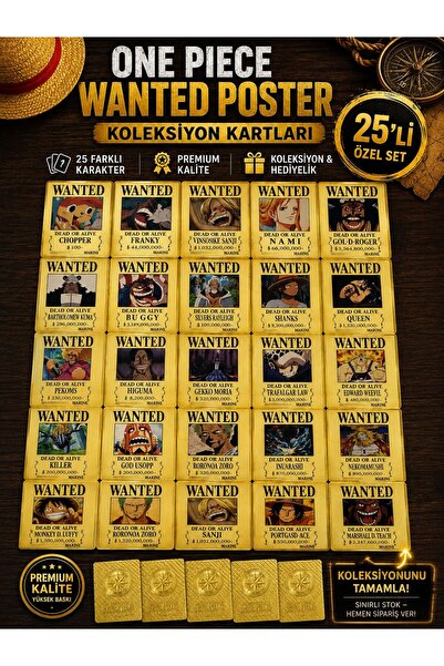 CANTEX TECH One Piece Game Card - Wanted Poster Gold Collection Card 25 Pcs