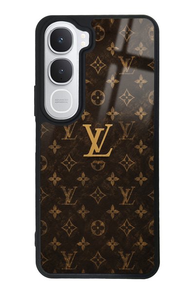 Spoyi Vivo Y31 Brown Gold Lv Design Glossy Phone Case