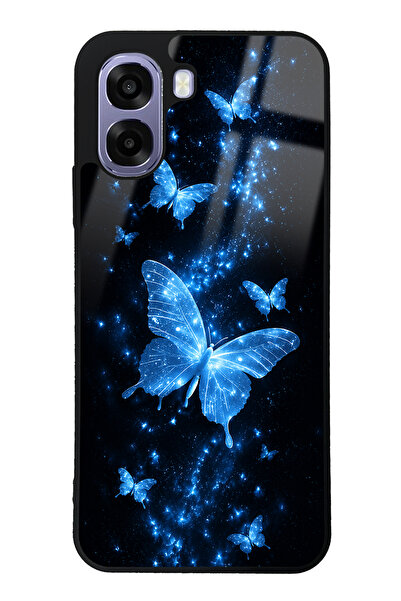Spoyi Oppo A6T Blue Galaxy Butterfly Tasarımlı Glossy Telefon Kılıfı