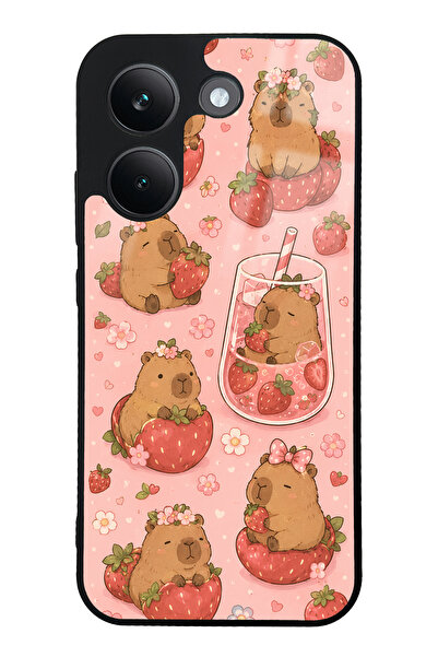 Spoyi Xiaomi Poco X8 Pro Strawberry Capybara Tasarımlı Glossy Telefon Kılıfı