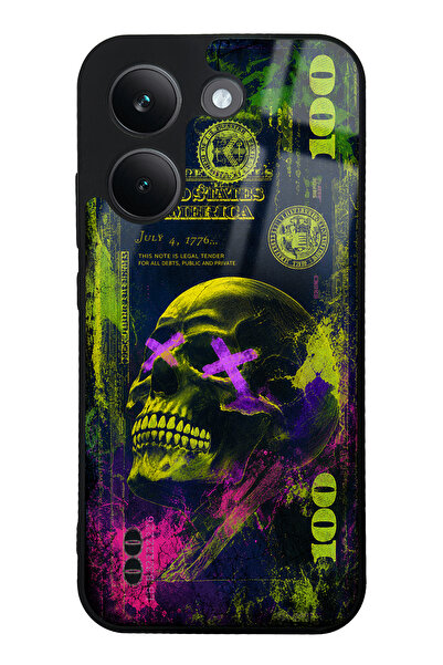 Spoyi Xiaomi Poco X8 Pro Yellow Neon Skull Chaos Tasarımlı Glossy Telefon Kılıfı