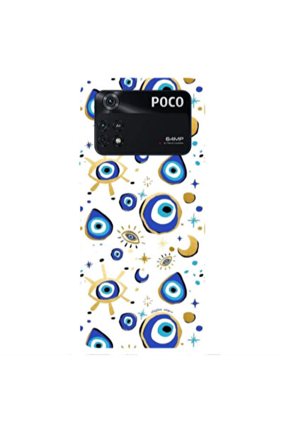 Other Xiaomi Poco M4 Pro 4G Gold evil eye beads Transparent Silicone TPU Θήκη