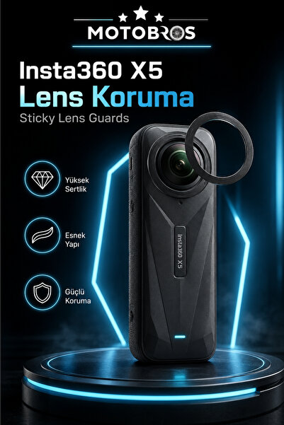 Motobros İNSTA360 X5 Kamera Lens Koruyucu X5 Uyumlu Darbe Emici Şeffaf Gerçek...