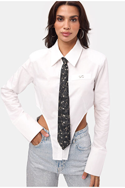 it's basic Women's White Crop Tie-Up Special Design Shirt