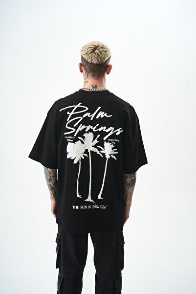 Respire Tricou supradimensionat Palm Negru