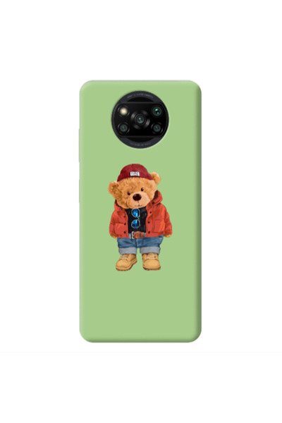 Other Xiaomi Poco X3 /X3 Pro Bear in a hat Light Green Colored Silicone TPU Θήκη