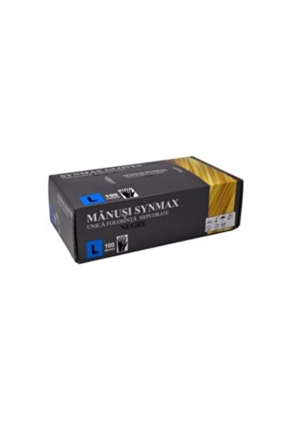 SYNMAX Mănuși nepudrate nitril negre, marimea L, 100 buc/cutie