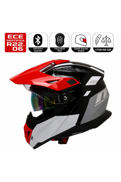 ebakbak Motosiklet Cross Kask Enduro Full Face Touring Güneş Vizörlü Motorcu ...