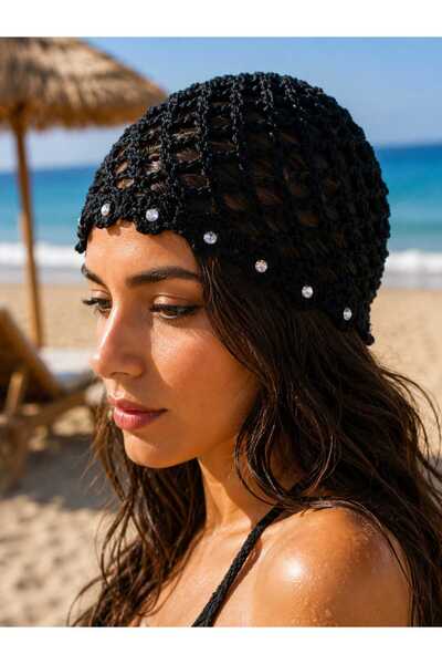 Makarina Women's Hand-Knitted Mesh Summer Hat with Holes, Knitted Hat, Beanie...