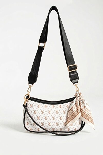 vagues Women's Hand and Shoulder Bag with Scarf Detail