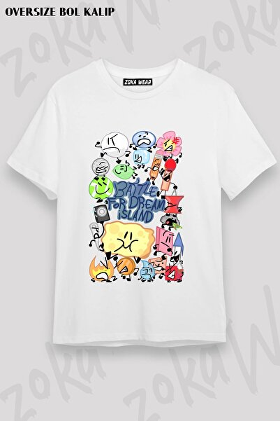 ZOKAWEAR تي شيرت مطبوع بتصميم فضفاض للجنسين BFDI v15