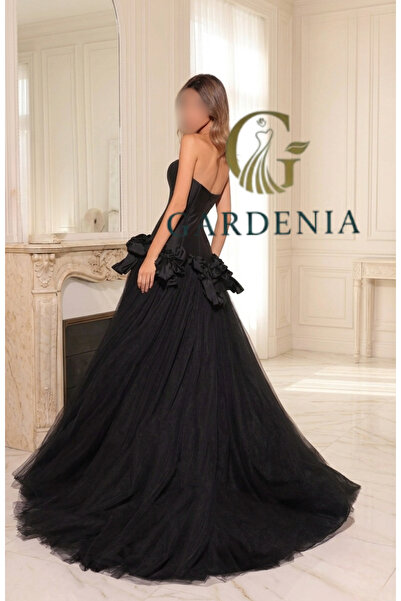 Gardenia Fashion فستان سهرة أسود كورسيه بتنورة تول منفوشة