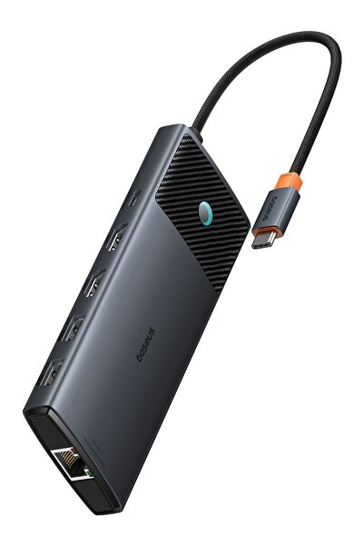Baseus Metal Gleam Seria 2 Hub USB-C 10-în-1, HDMI Dual, 100W PD, Gri