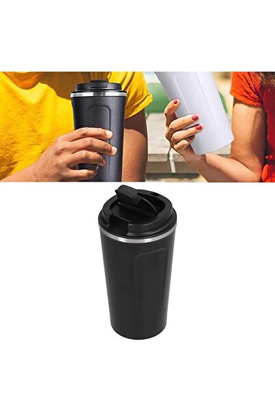 Generic كوب قهوة للسفر مع غطاء، كوب قهوة من الفولاذ المقاوم للصدأ قابل لإعادة...