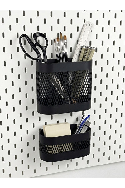 ngn collection Skadis Pano 2'li Saklama Sepetleri Pegboard Siyah Çok Amaçlı O...