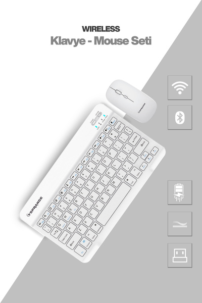 SPRANGE Tablet Ve Telefonlar İçin Bluetooth - Wireless Klavye Ve Mouse Set - ...