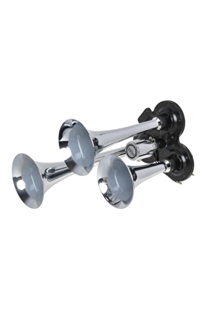 AUTOMAX Claxon auto 12/24V Cromat cu 3 tonuri , 1 buc.