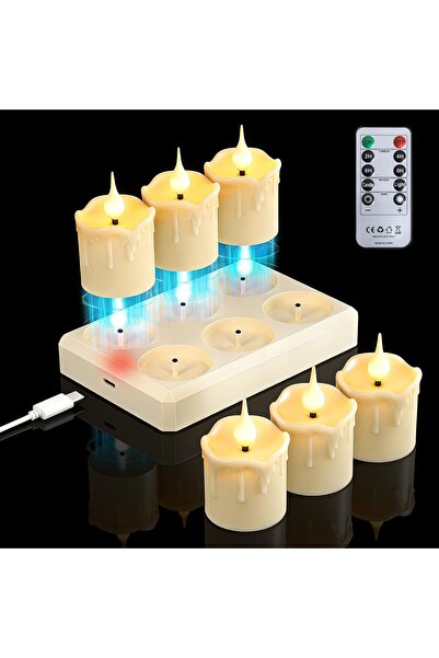 LET Lumanari LED reincarcabile set 6 buc, 200H autonomie, telecomanda, statie...