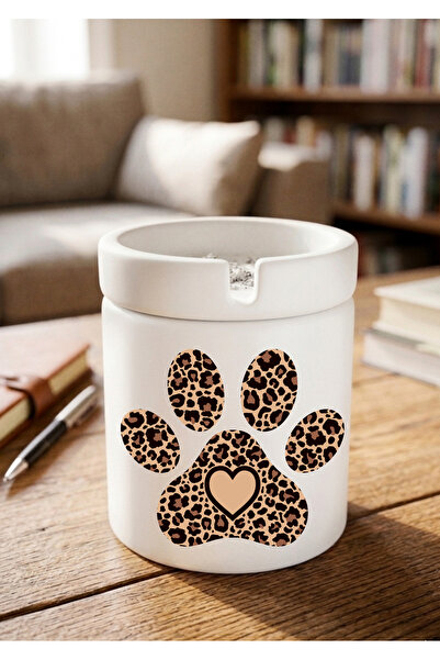 Eylül Design Leoparpati Design Printed Ceramic Ashtray Odorless Ash Tray
