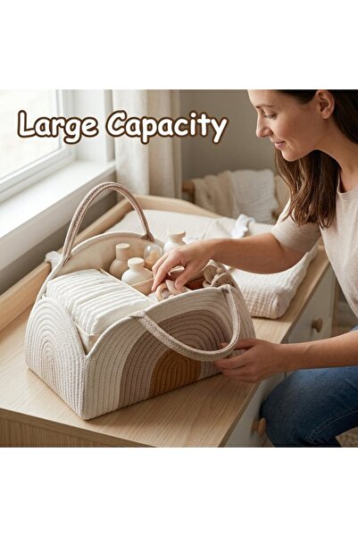 Generic 1 Cotton Diaper Organizer Storage Basket Nursery Portable Divided Large