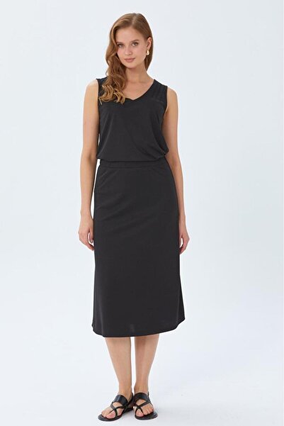 İKİLER Beli Lastikli Midi Boy Etek 026-2012