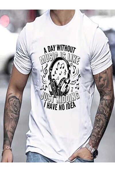 COZYWEAR Music Themed Printed White Men's T-Shirt