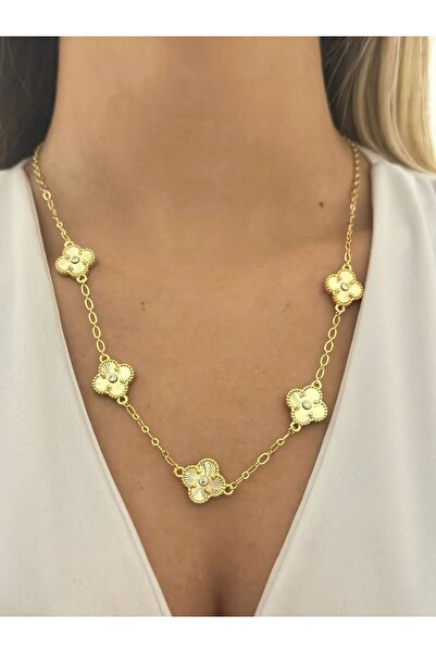 BYYEŞO Sequential Clover Detail Necklace (Steel)
