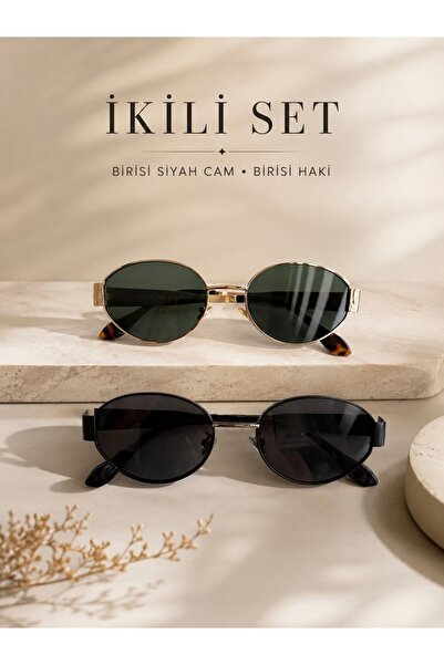 PİYESBOUTİQUE Alev 56 Ekartman Set of 2 Unisex Women Men Uv400 Protected Oval...