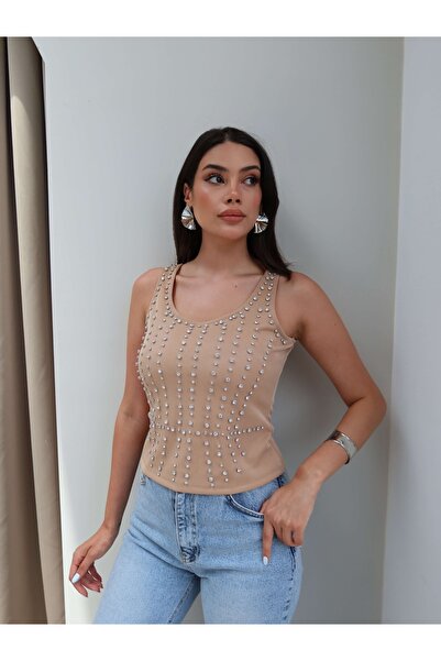 ESRAHELVACI Taş İşlemeli Askılı Bluz