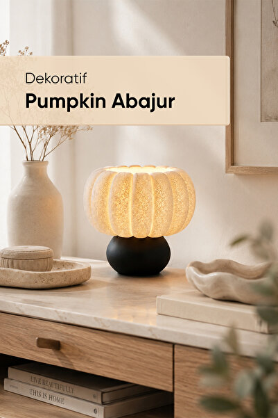 Jusel Pumpkin Abajur Kabak Formlu Gece Lambası 24 cm 3D PLA Dekoratif Aydınla...