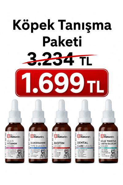 Dr. Nature's Köpek Likit Tanışma Paketi – Glukozamin, Biotin, Multivitamin, M...