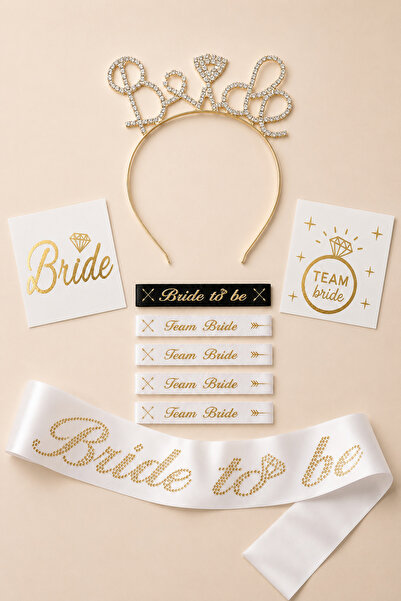 Miels Concept Bride To Be Aksesuar Seti Bekarlığa Veda Partisi Bride Taşlı Ta...
